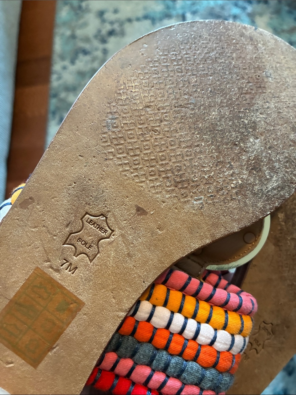 Tory Burch Multicolor Patos Multicolor Strap Tan Leather & Gold size 7 Sandals - Picture 8 of 8